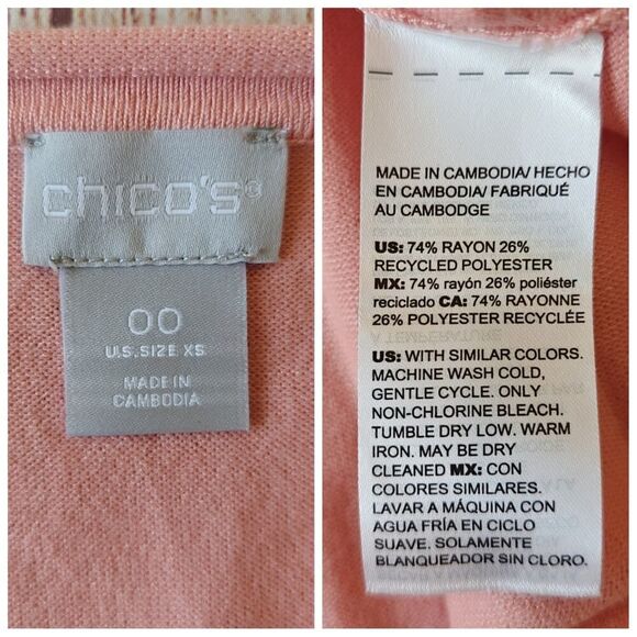 Chico's pullover crew neck sweater pale coral sz 00 NWT - Picture 8 of 8